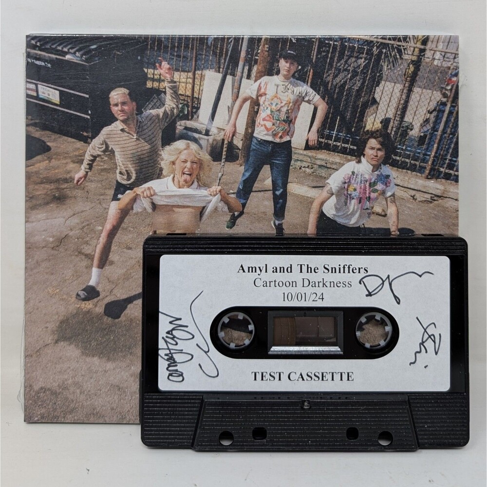 Amyl and The Sniffers Cartoon Darkness CD Band Signed Test Cassette Autographed